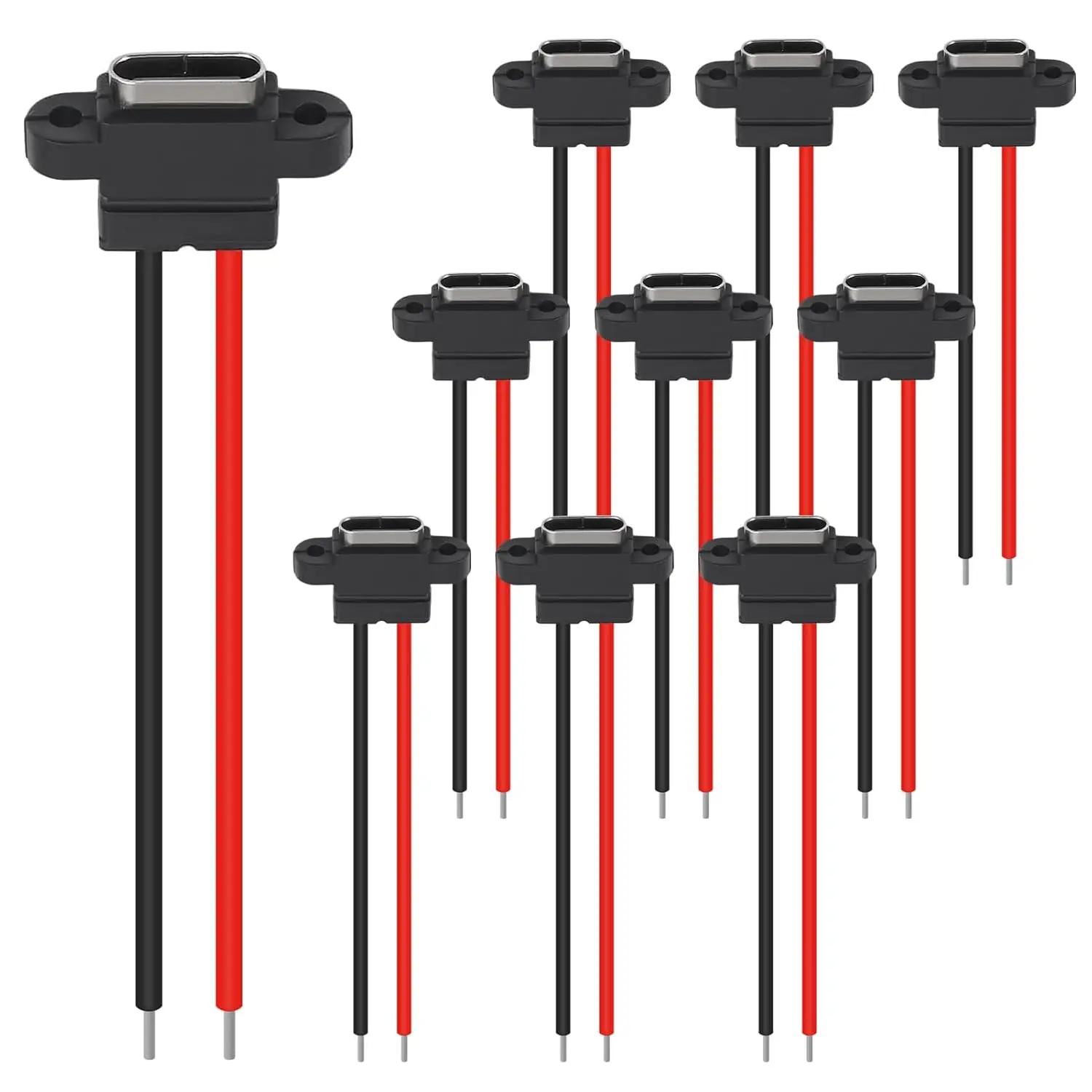 10PCS Female Socket USB-C Plug Type-C 2 Pin Connector USB Connector Type-C Female Chassis 2P Waterproof USB Female Socket