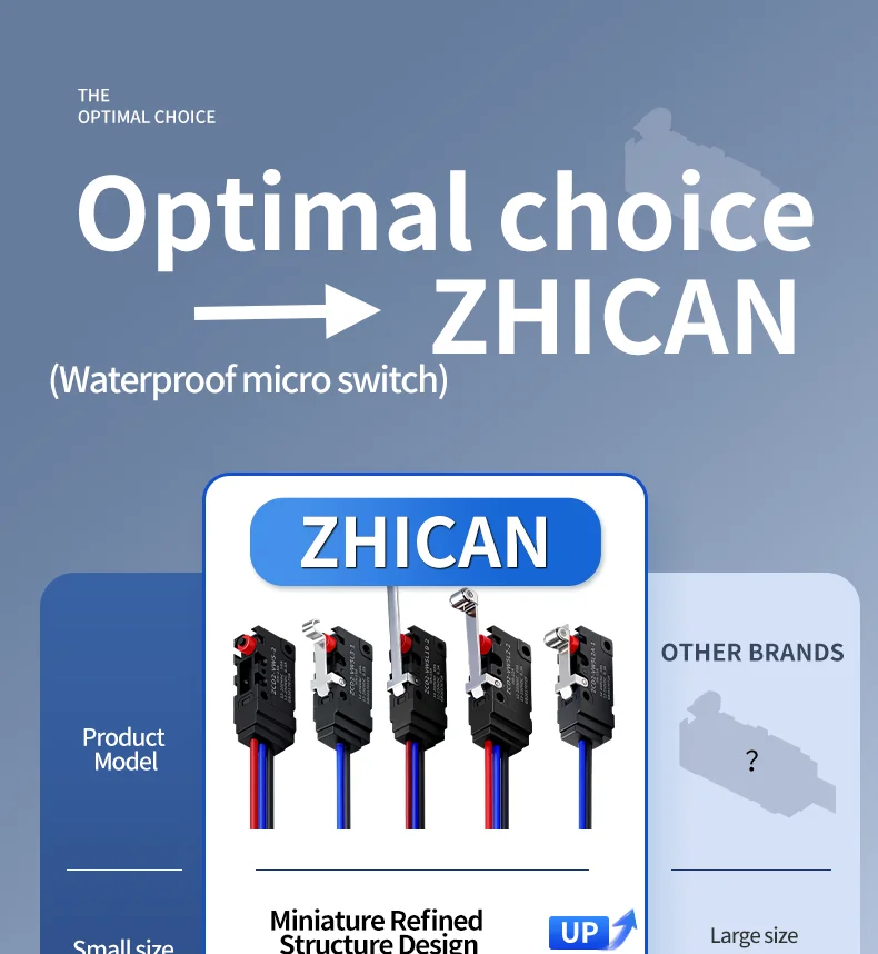 ZHICAN ZCD2-VW IP67 Waterproof Micro Switch NO NC Wired Limit Switch 2 Wire 3 Wire Forklift Automotive