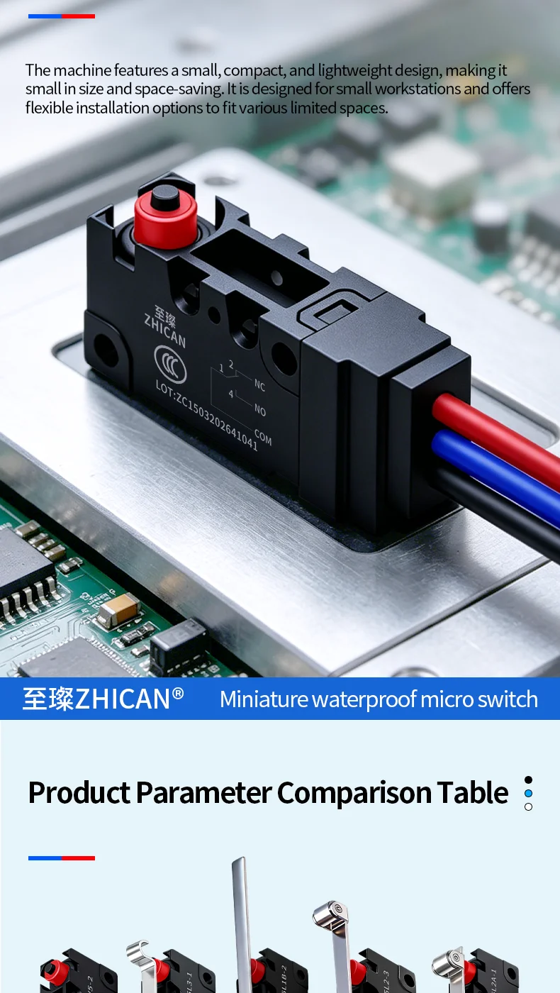 ZHICAN ZCD2-VW IP67 Waterproof Micro Switch NO NC Wired Limit Switch 2 Wire 3 Wire Forklift Automotive