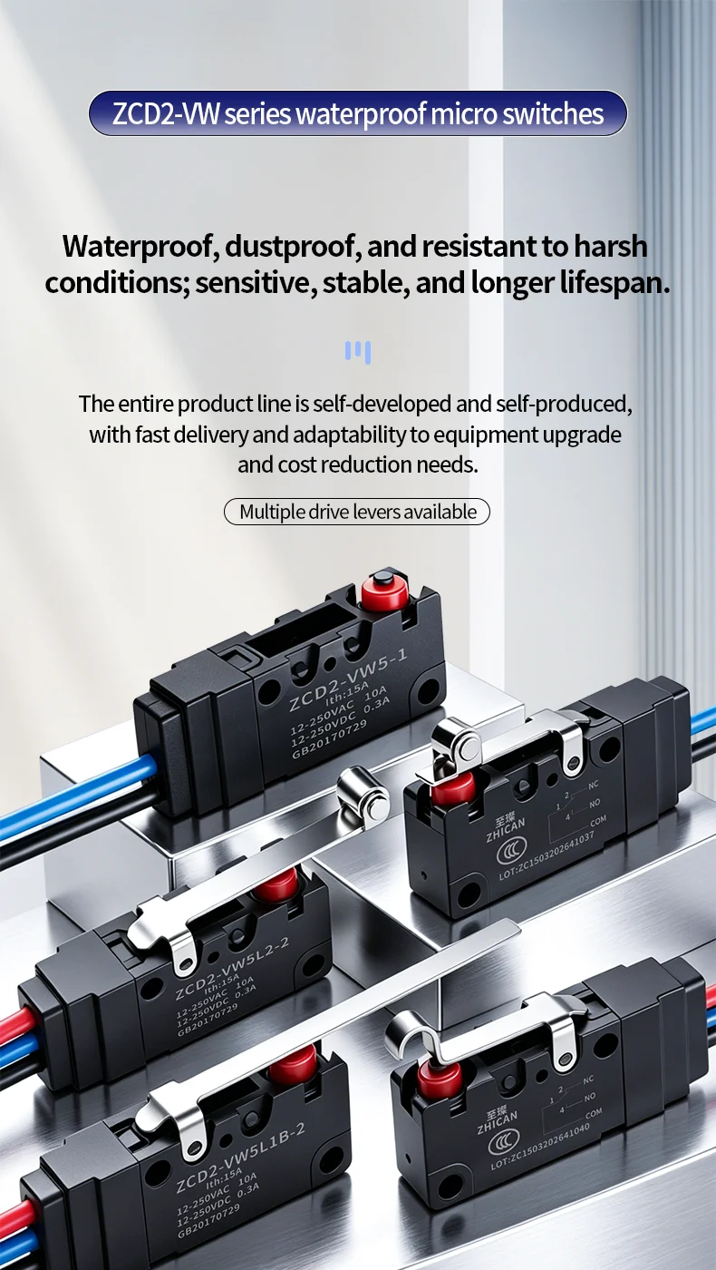 ZHICAN ZCD2-VW IP67 Waterproof Micro Switch NO NC Wired Limit Switch 2 Wire 3 Wire Forklift Automotive