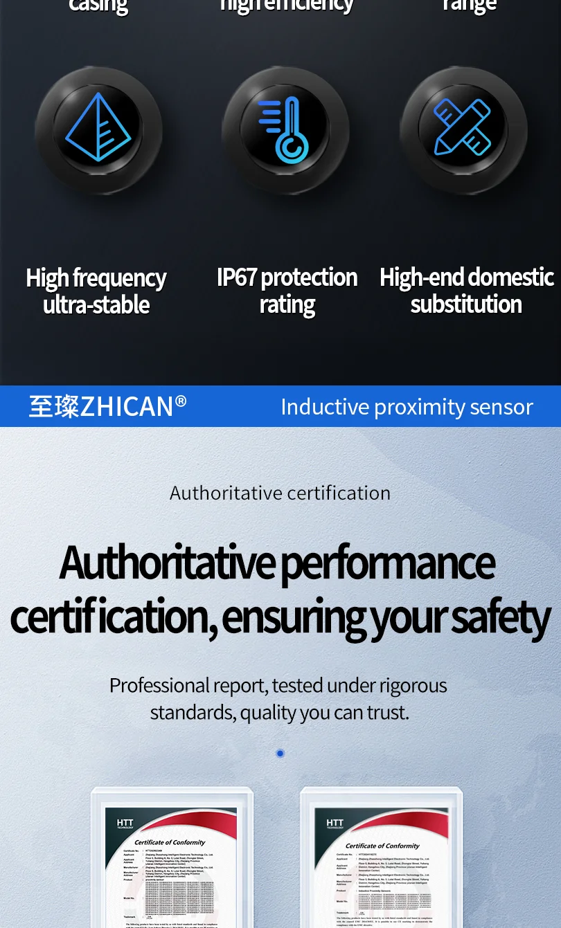ZHICAN E2B M8 Long Range Inductive Proximity Sensor 6mm NPN PNP NO NC 3 Wire DC24V Industrial Metal Detection