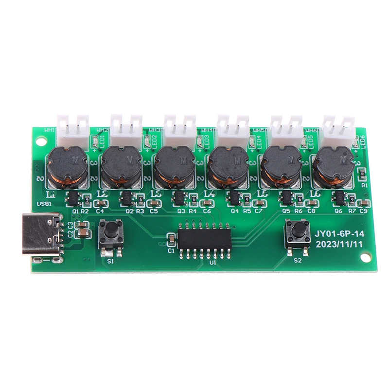 1Set Humidifier Module DIY Kit Nebulizing Control Board Ultrasonic Nebulizer Mist Driver Circuit Board Type-C Interface 6 Nozzle