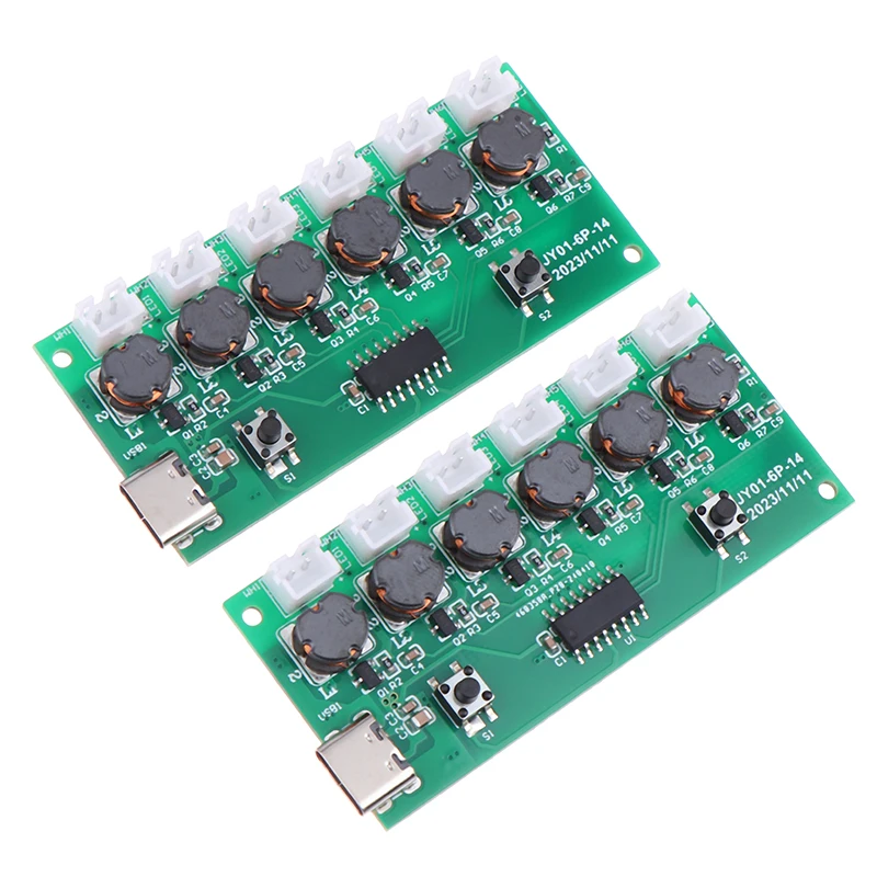 1Set Humidifier Module DIY Kit Nebulizing Control Board Ultrasonic Nebulizer Mist Driver Circuit Board Type-C Interface 6 Nozzle