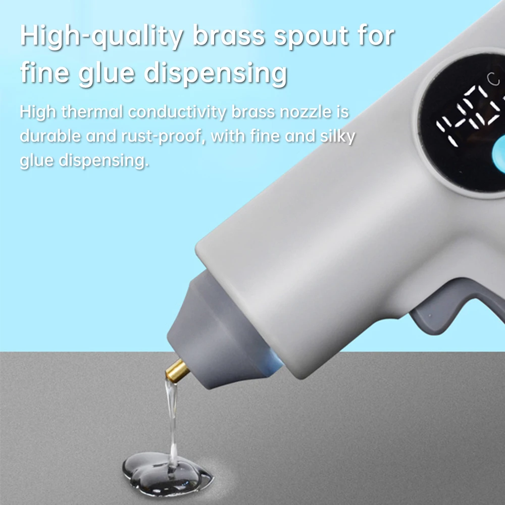 25W Digital Display Wireless Lithium Electric Hot Melt Glue Gun Type C With 22pcs Glue Stick DIY Household Hand Craft Tools