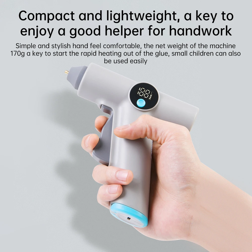 25W Digital Display Wireless Lithium Electric Hot Melt Glue Gun Type C With 22pcs Glue Stick DIY Household Hand Craft Tools