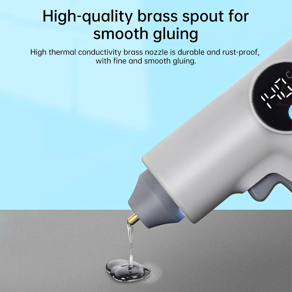 25W Digital Display Wireless Lithium Electric Hot Melt Glue Gun Type C With 22pcs Glue Stick DIY Household Hand Craft Tools