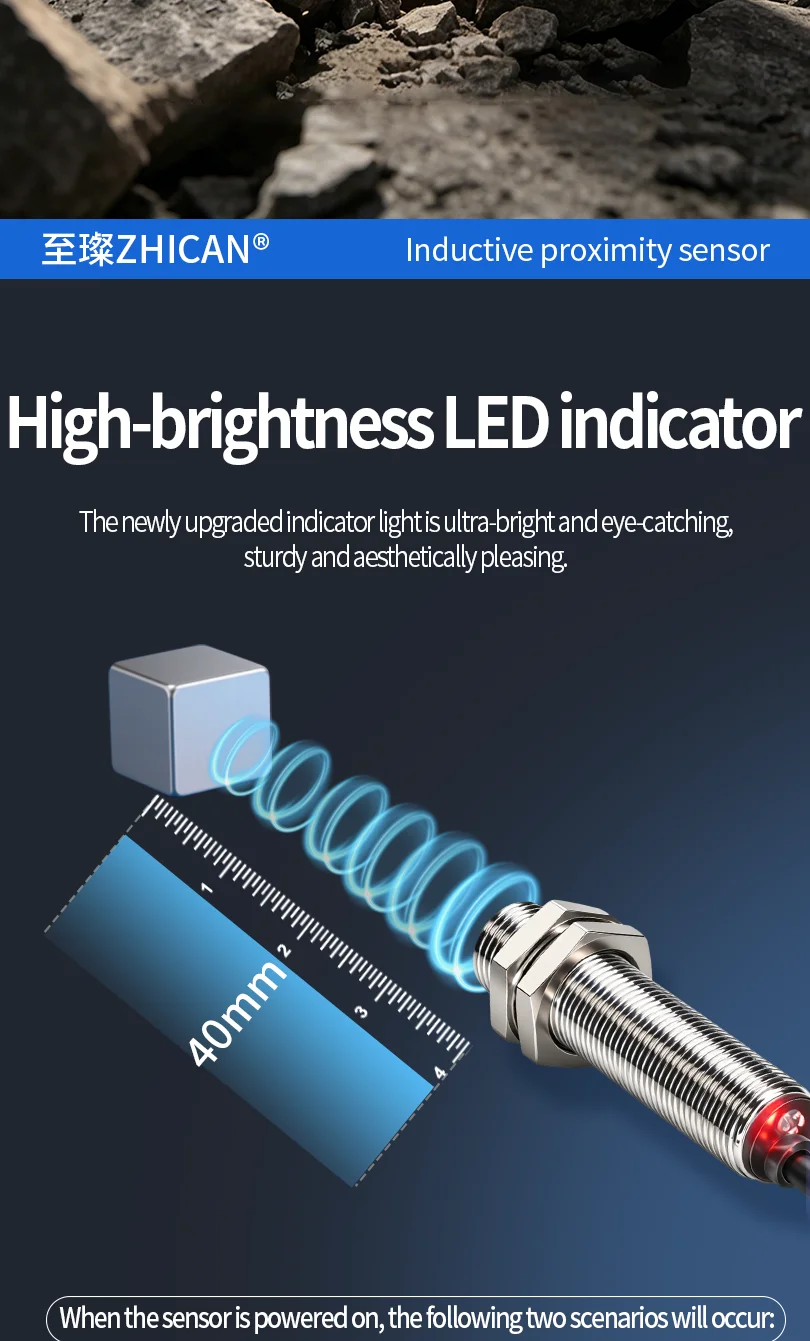 ZHICAN E2B M30 40mm Long Range Inductive Proximity Sensor NPN PNP NO NC 3 Wire DC24V Threaded Metal Detection