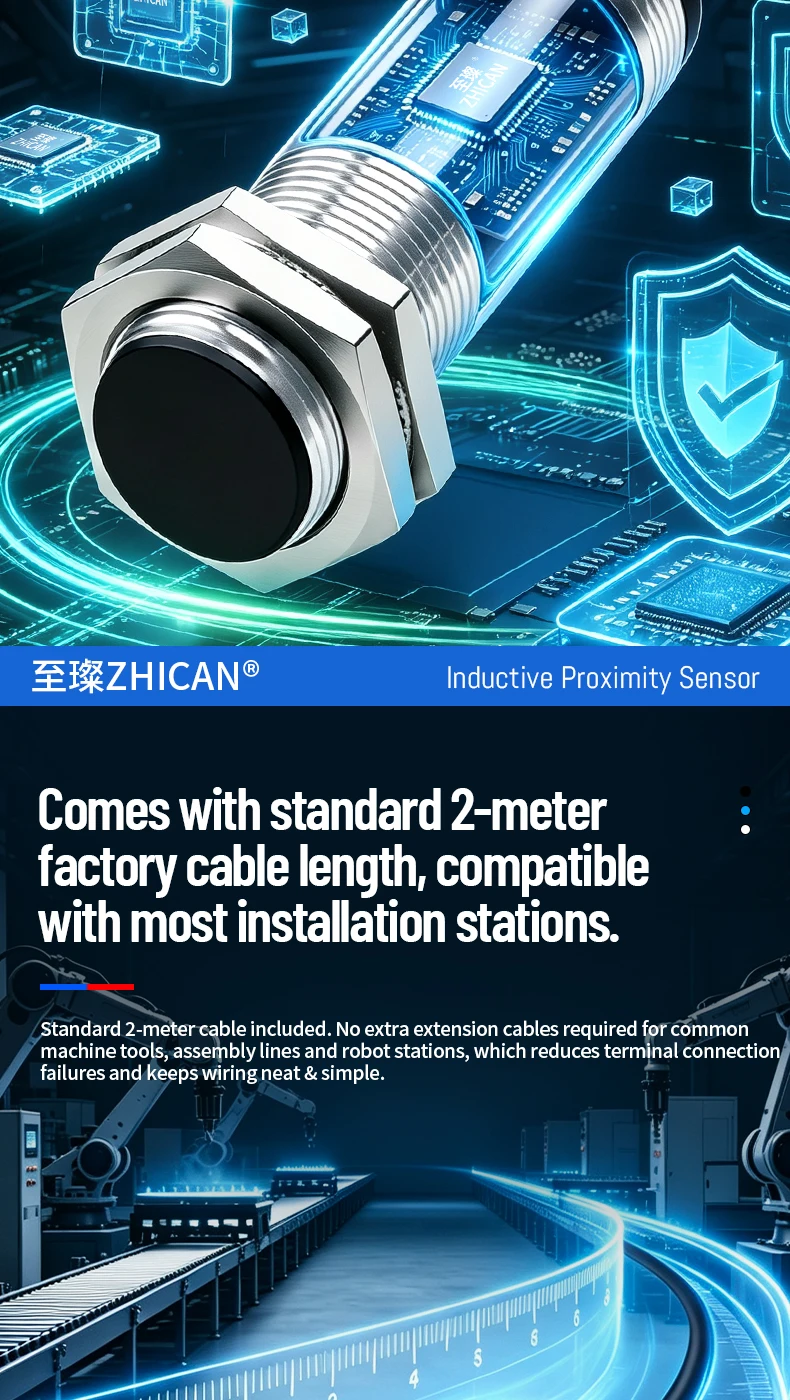 ZHICAN E2ZE M8 M12 Inductive Proximity Sensor Oil Resistant Waterproof NPN PNP NO 3 Wire DC12-24V Metal Detection