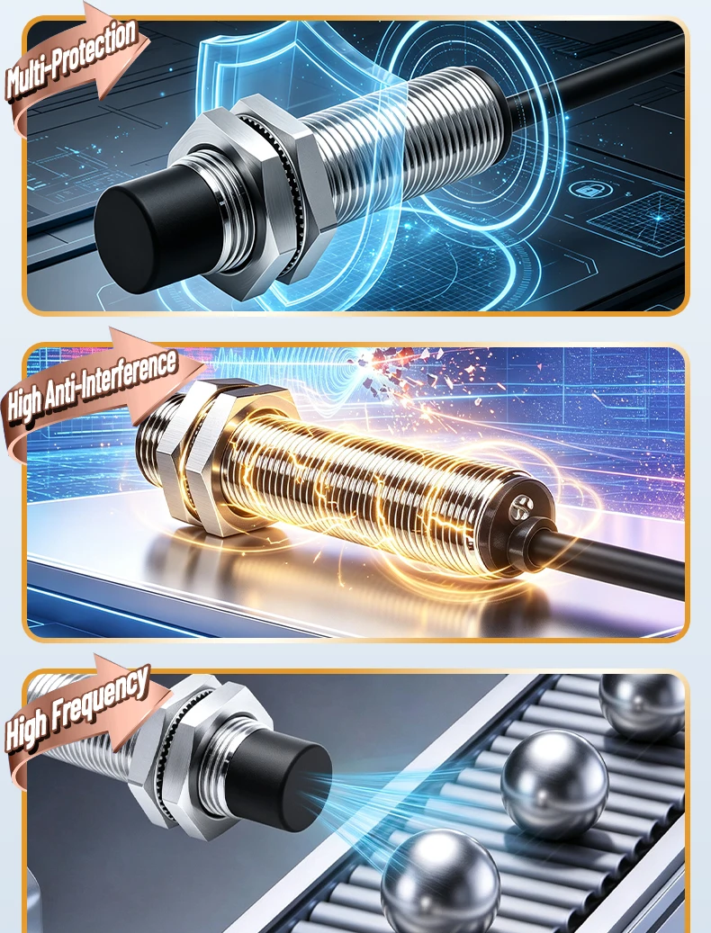 ZHICAN E2ZE M8 M12 Inductive Proximity Sensor Oil Resistant Waterproof NPN PNP NO 3 Wire DC12-24V Metal Detection