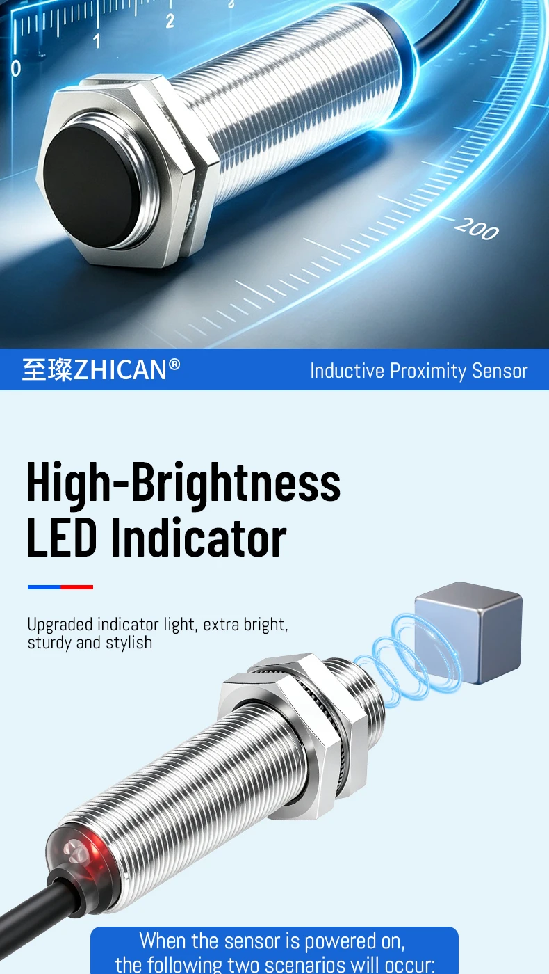 ZHICAN E2ZE M8 M12 Inductive Proximity Sensor Oil Resistant Waterproof NPN PNP NO 3 Wire DC12-24V Metal Detection