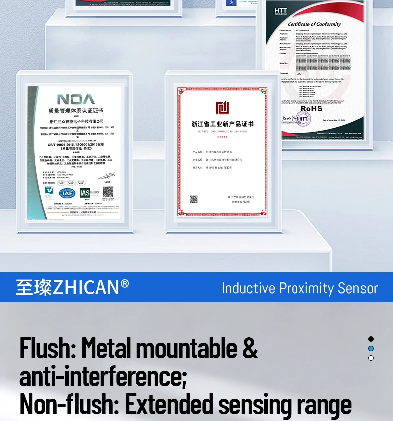 ZHICAN E2ZE M8 M12 Inductive Proximity Sensor Oil Resistant Waterproof NPN PNP NO 3 Wire DC12-24V Metal Detection