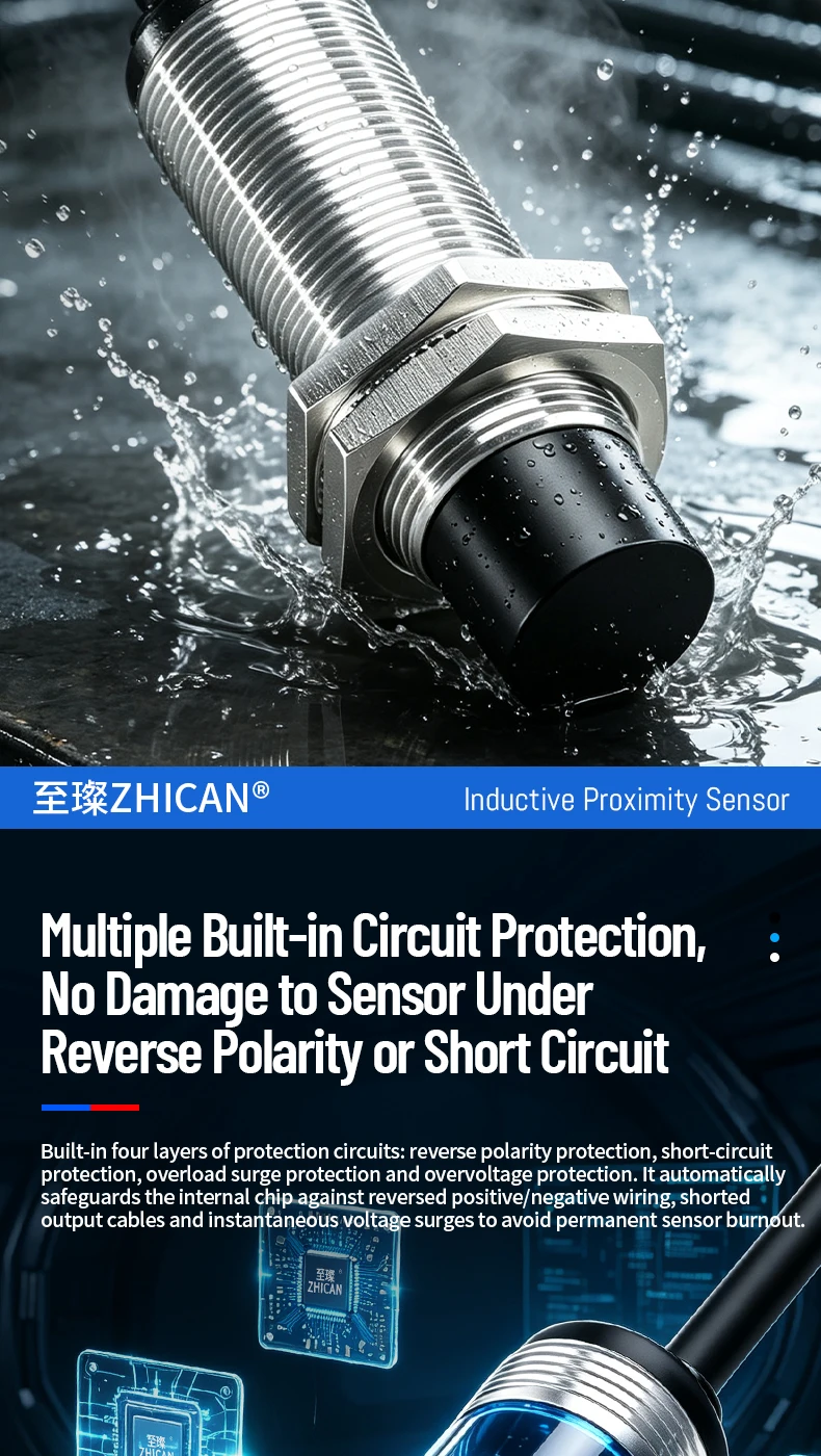 ZHICAN E2ZE M8 M12 Inductive Proximity Sensor Oil Resistant Waterproof NPN PNP NO 3 Wire DC12-24V Metal Detection