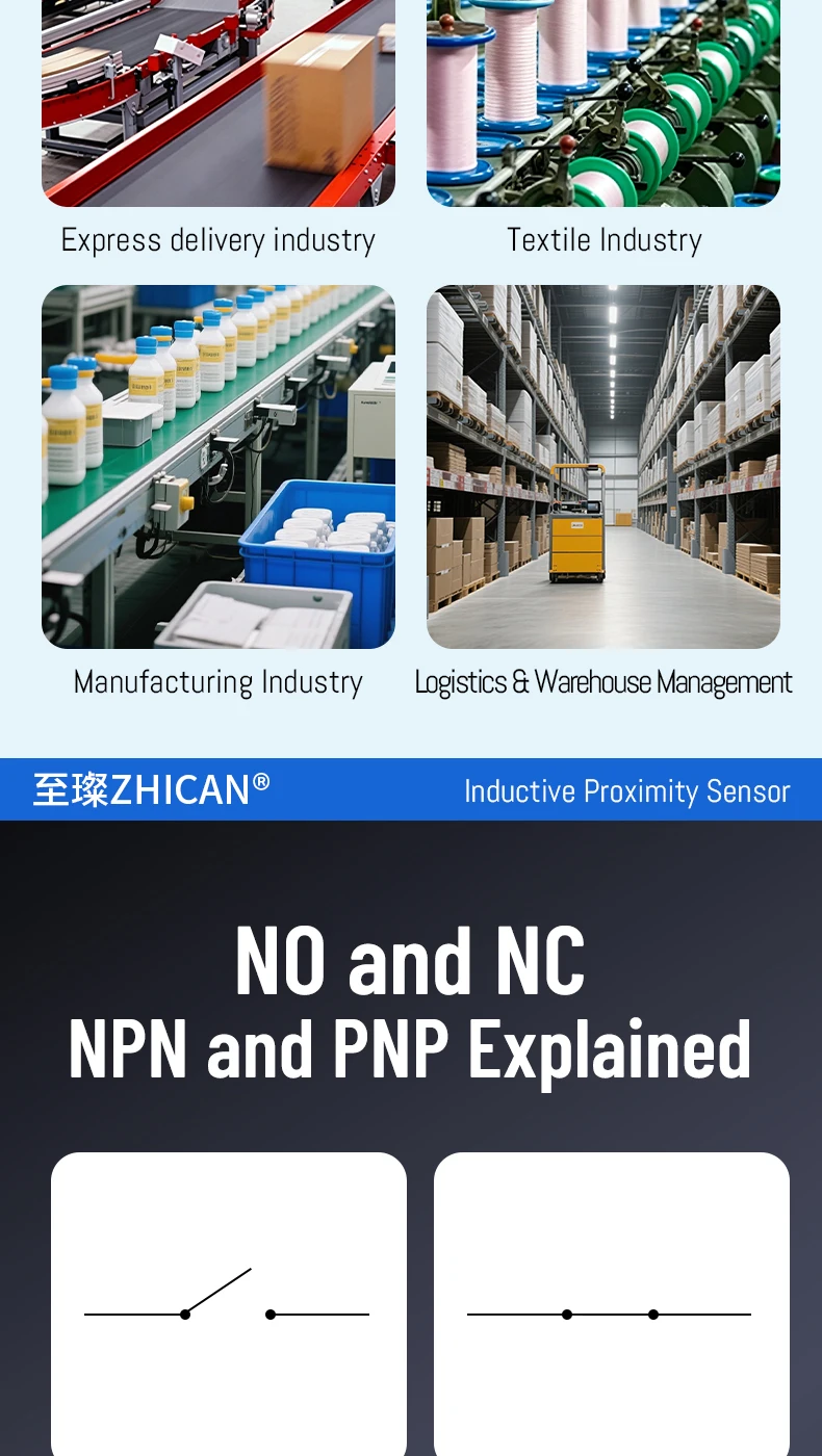 ZHICAN E2ZE M8 M12 Inductive Proximity Sensor Oil Resistant Waterproof NPN PNP NO 3 Wire DC12-24V Metal Detection