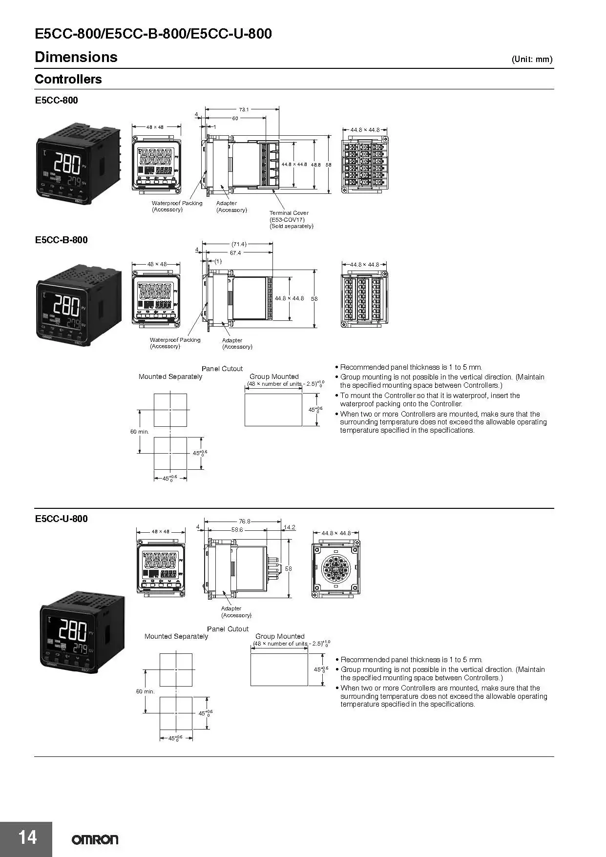 New OMRON Temperature Controller E5CC-RX2ASM-000 E5CC-RX2ASM-006 E5CC-RX2ASM-800 E5CC-RX2ASM-801/802 E5CC-RX2ASM-850/880