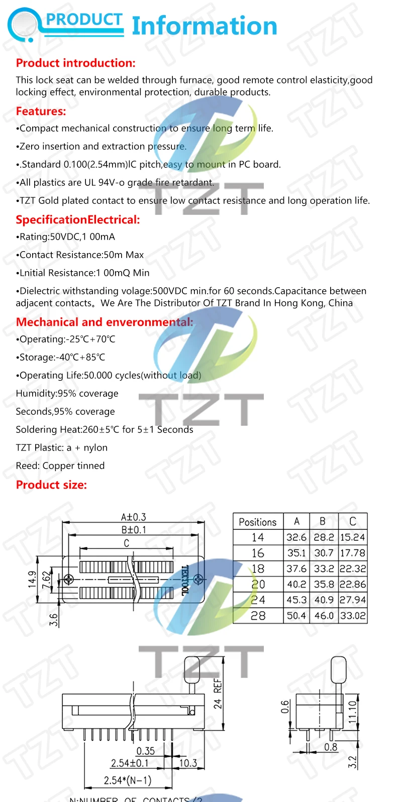 1pcs/lot 14 16 18 20 24 28 32 40 P Pin 2.54 MM Green Universal ZIF Socket Test Solder Type lock seat zif socket