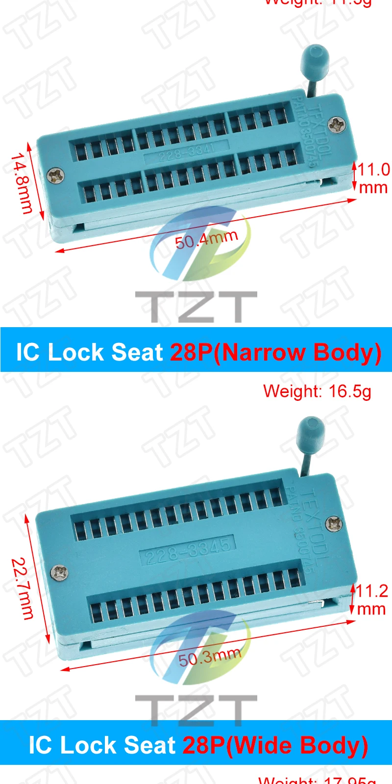 1pcs/lot 14 16 18 20 24 28 32 40 P Pin 2.54 MM Green Universal ZIF Socket Test Solder Type lock seat zif socket