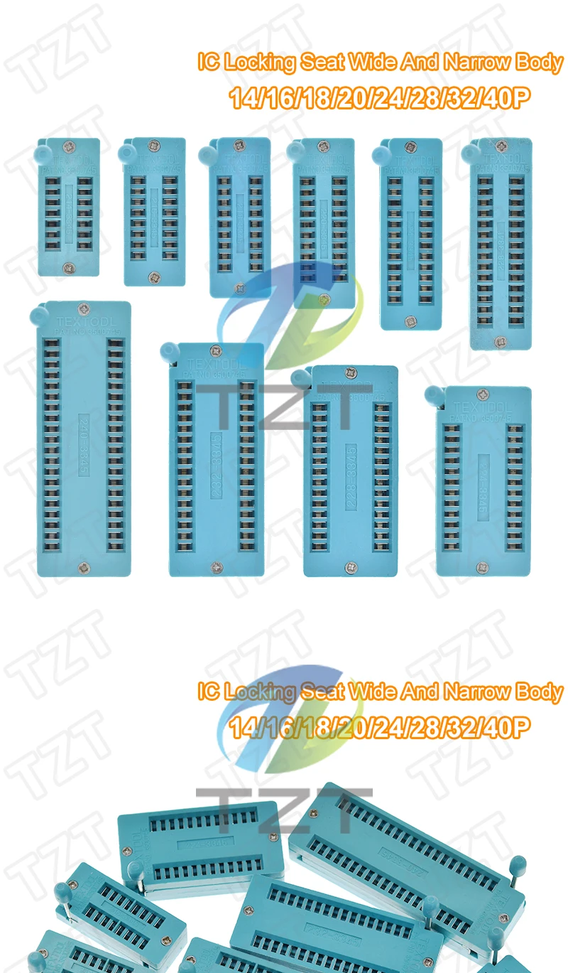 1pcs/lot 14 16 18 20 24 28 32 40 P Pin 2.54 MM Green Universal ZIF Socket Test Solder Type lock seat zif socket