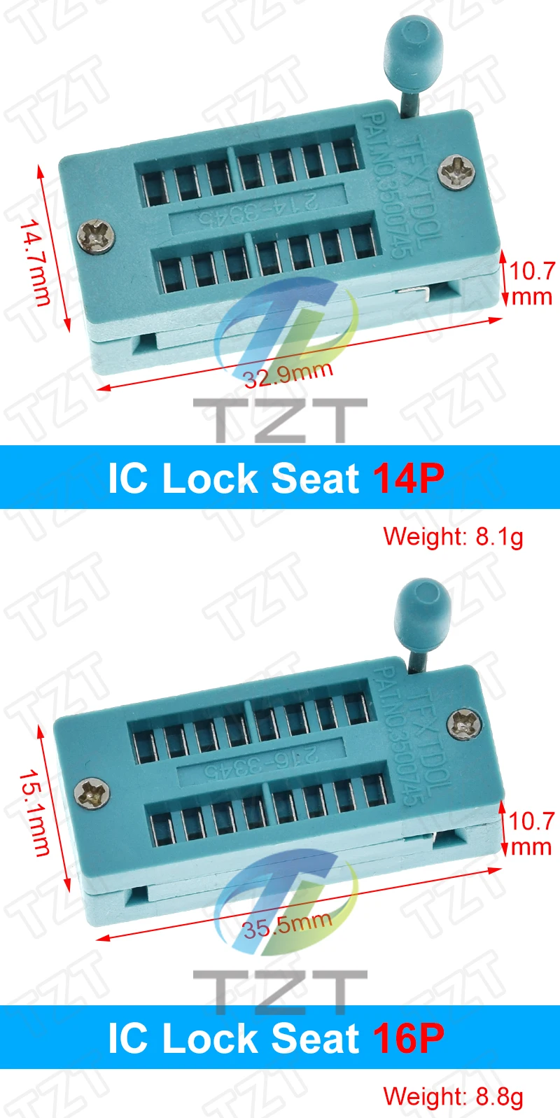 1pcs/lot 14 16 18 20 24 28 32 40 P Pin 2.54 MM Green Universal ZIF Socket Test Solder Type lock seat zif socket