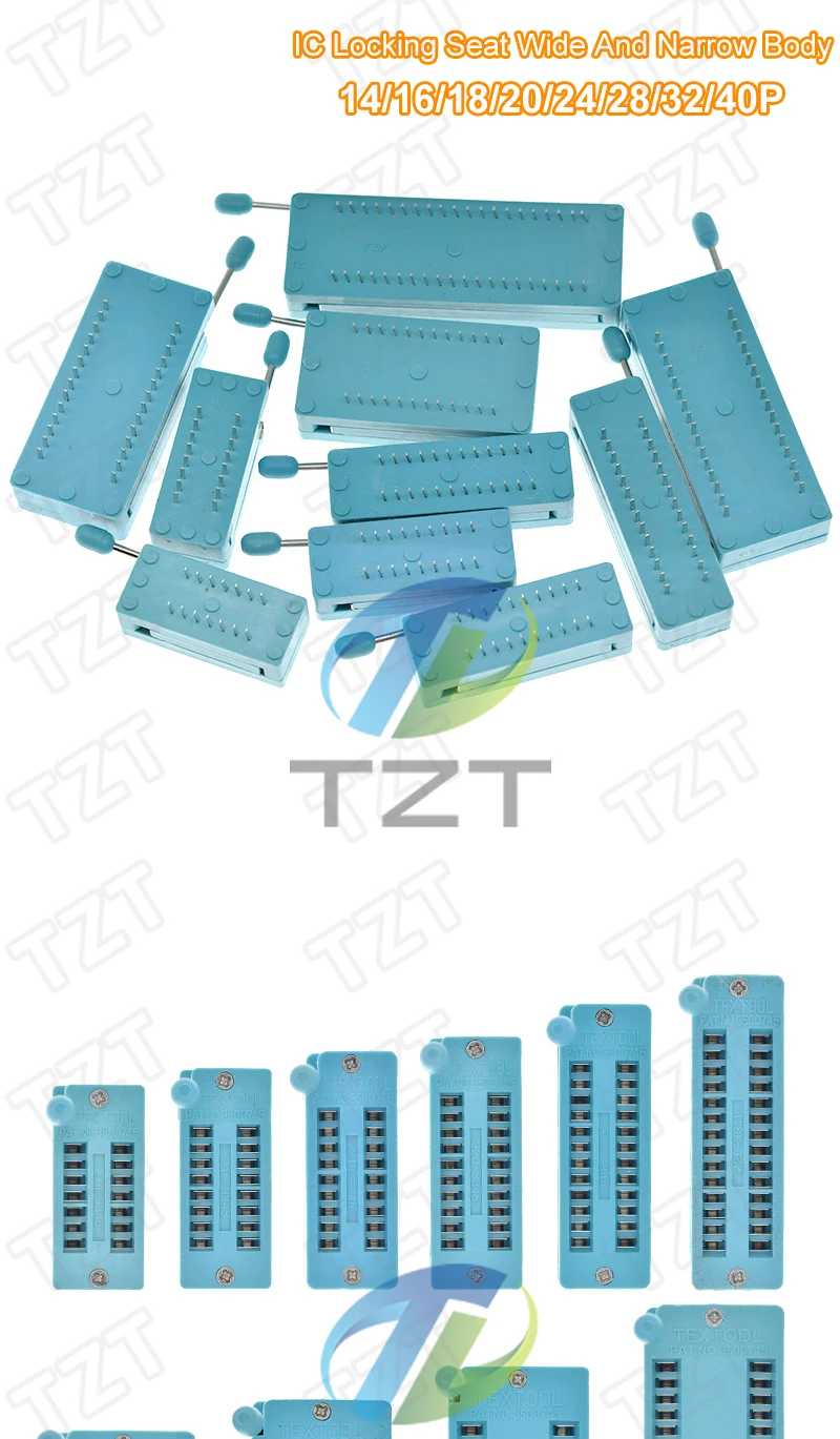 1pcs/lot 14 16 18 20 24 28 32 40 P Pin 2.54 MM Green Universal ZIF Socket Test Solder Type lock seat zif socket