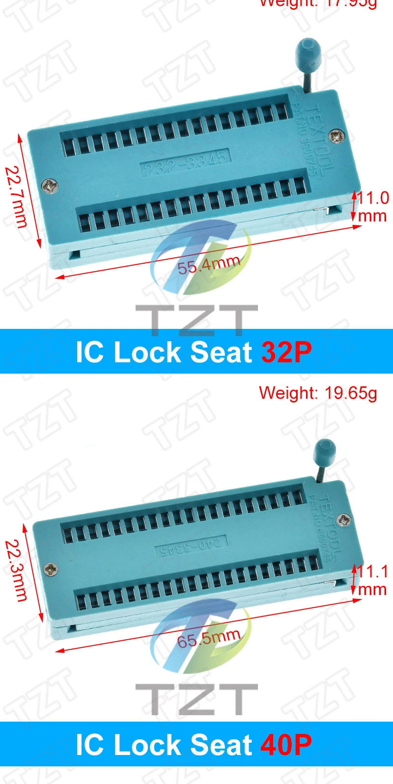 1pcs/lot 14 16 18 20 24 28 32 40 P Pin 2.54 MM Green Universal ZIF Socket Test Solder Type lock seat zif socket
