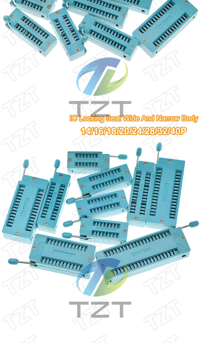 1pcs/lot 14 16 18 20 24 28 32 40 P Pin 2.54 MM Green Universal ZIF Socket Test Solder Type lock seat zif socket