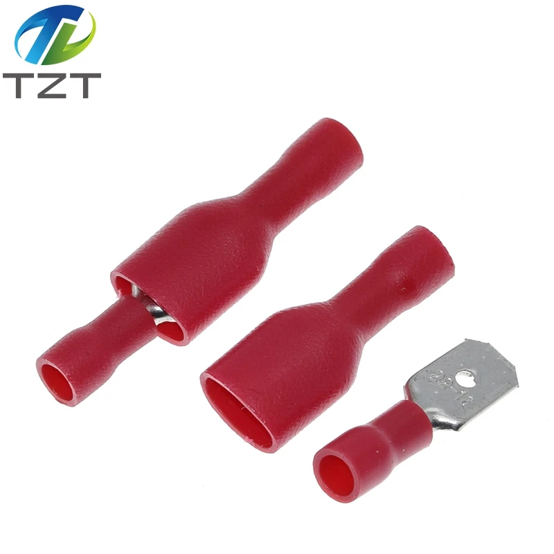10pairs 6.3mm 16-14AWG Female Male Connector TZT  Insulated Crimp Blue Red Terminal-block FDFD2-250 MDD2-250
