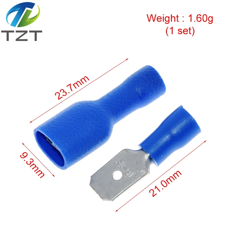 10pairs 6.3mm 16-14AWG Female Male Connector TZT  Insulated Crimp Blue Red Terminal-block FDFD2-250 MDD2-250