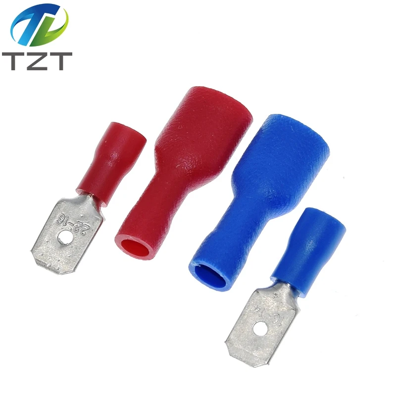 10pairs 6.3mm 16-14AWG Female Male Connector TZT  Insulated Crimp Blue Red Terminal-block FDFD2-250 MDD2-250