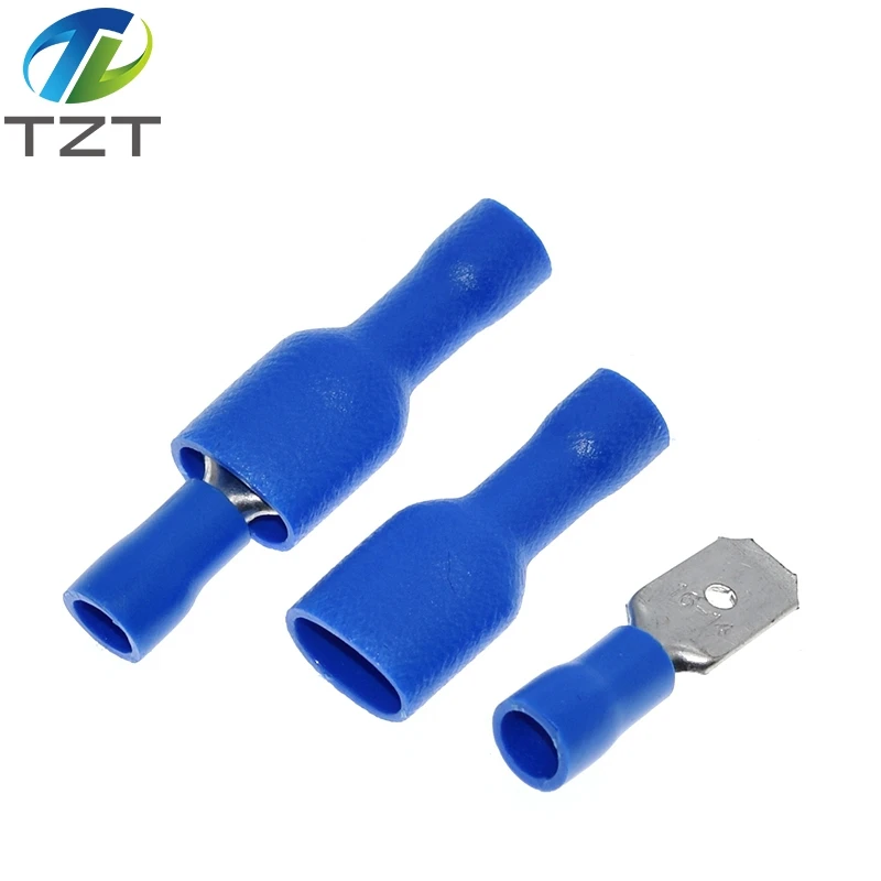 10pairs 6.3mm 16-14AWG Female Male Connector TZT  Insulated Crimp Blue Red Terminal-block FDFD2-250 MDD2-250