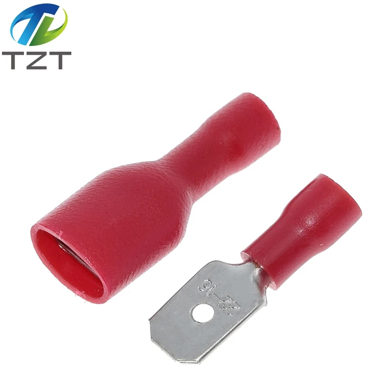 10pairs 6.3mm 16-14AWG Female Male Connector TZT  Insulated Crimp Blue Red Terminal-block FDFD2-250 MDD2-250
