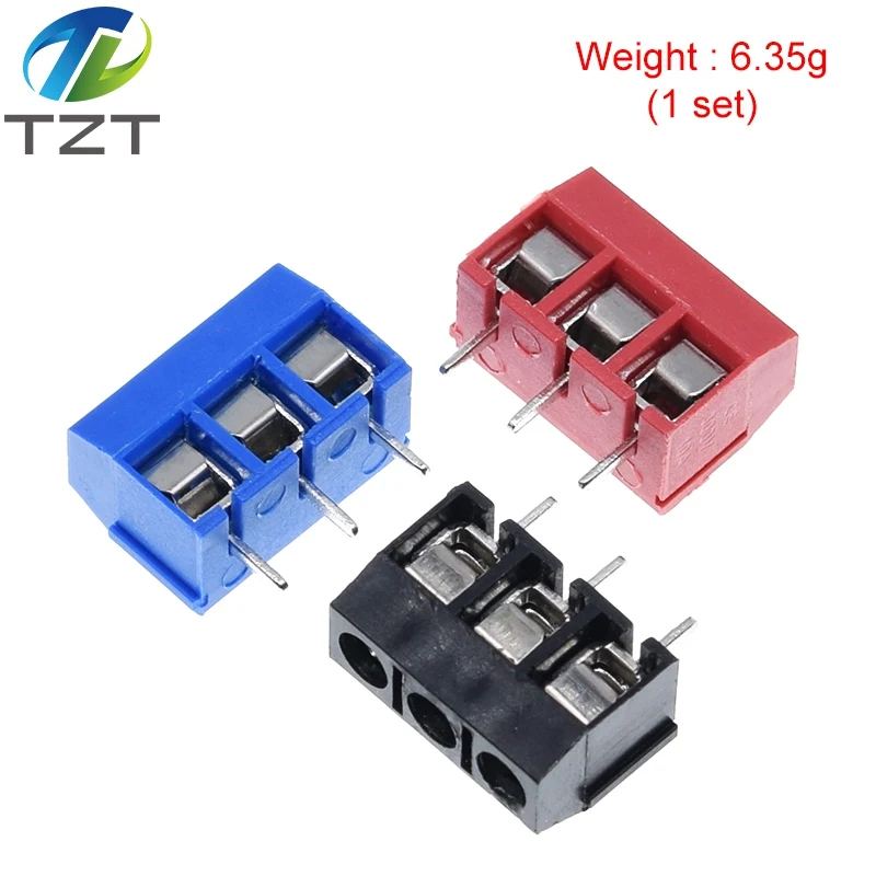 10PCS KF301- 3P screw 5.0mm terminal-block 3 Pin Spliceable terminal-block Connector Black Red And Blue