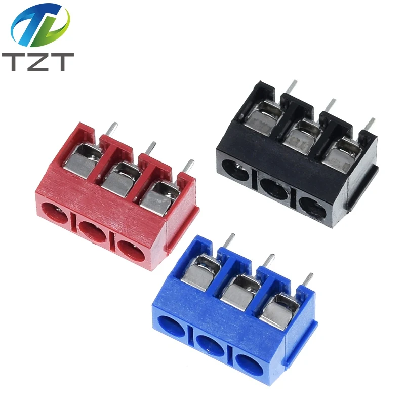 10PCS KF301- 3P screw 5.0mm terminal-block 3 Pin Spliceable terminal-block Connector Black Red And Blue