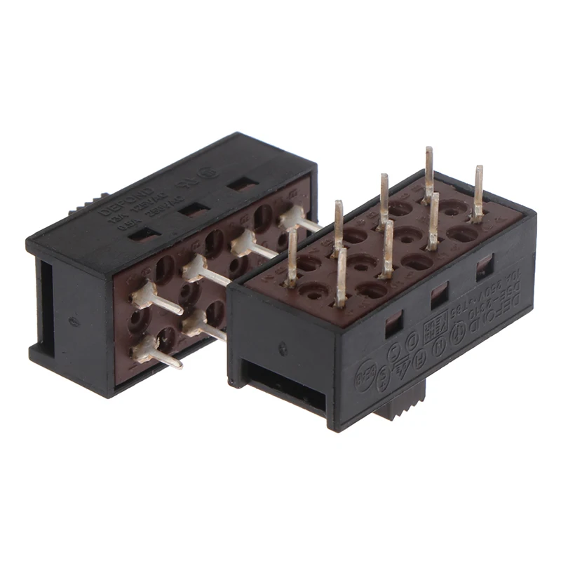 2Pcs DSE-2310 Pointed Pins 8 Feet 3 Files 10A250V Toggle Switch Black Slide Switch Hair Dryer Switch Module