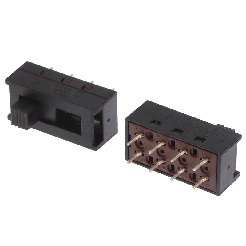 2Pcs DSE-2310 Pointed Pins 8 Feet 3 Files 10A250V Toggle Switch Black Slide Switch Hair Dryer Switch Module