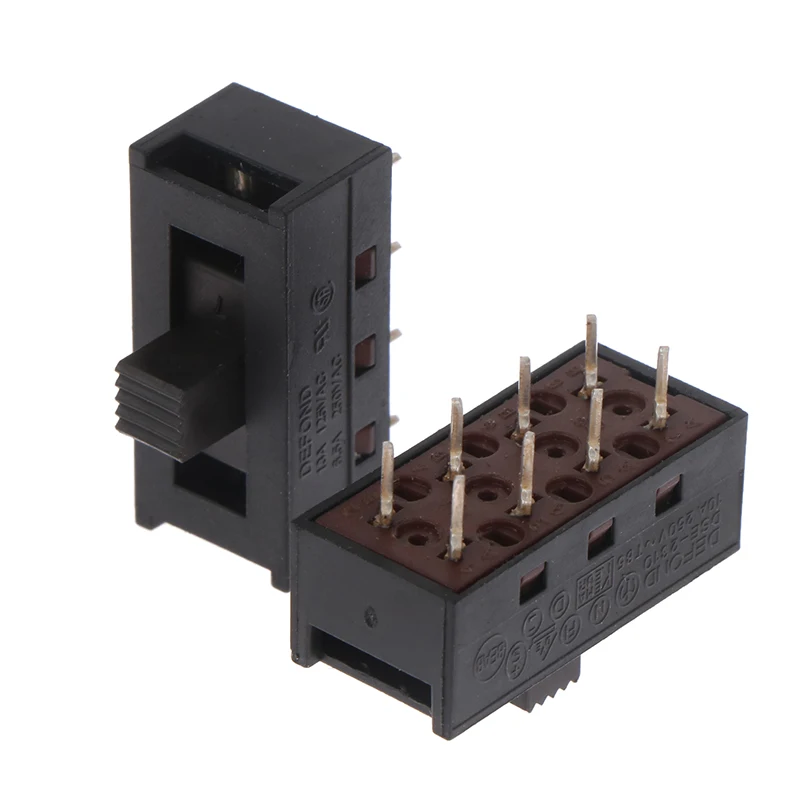 2Pcs DSE-2310 Pointed Pins 8 Feet 3 Files 10A250V Toggle Switch Black Slide Switch Hair Dryer Switch Module