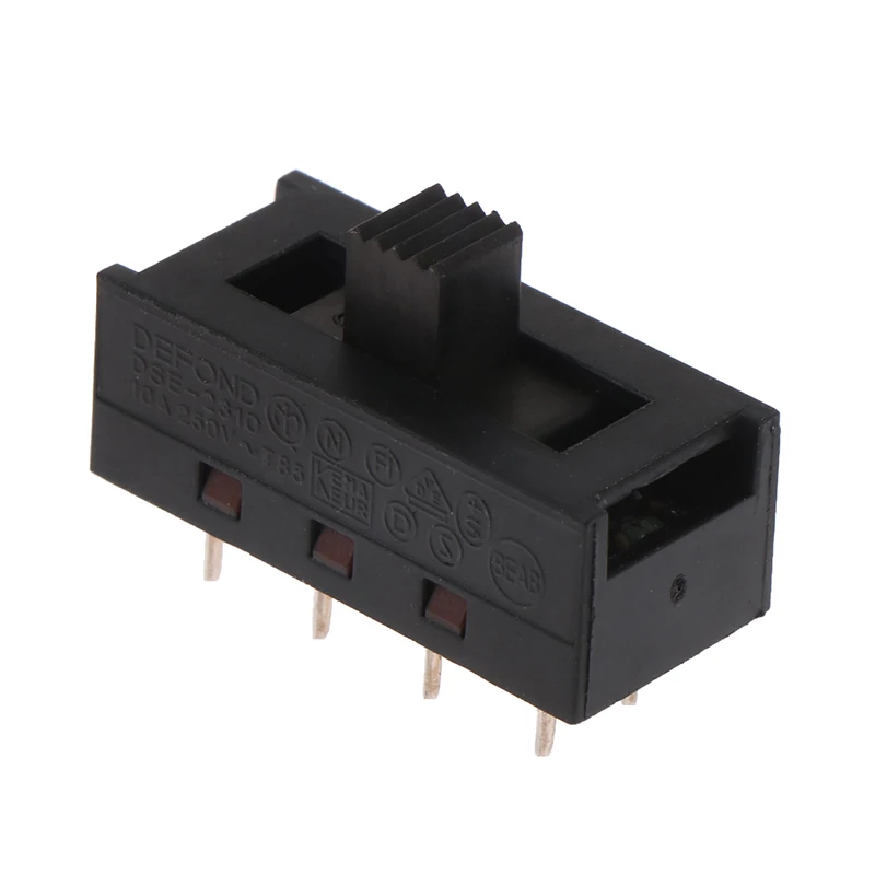 2Pcs DSE-2310 Pointed Pins 8 Feet 3 Files 10A250V Toggle Switch Black Slide Switch Hair Dryer Switch Module