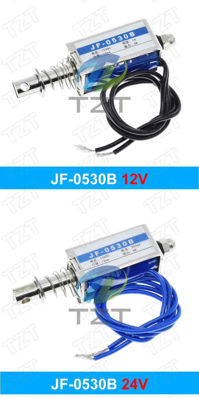 JF-0530B TZT DC 6V 12V 24V Push&Pull type Open Frame Electromagnet keepping Force 5N travel 10mm Linear Solenoid