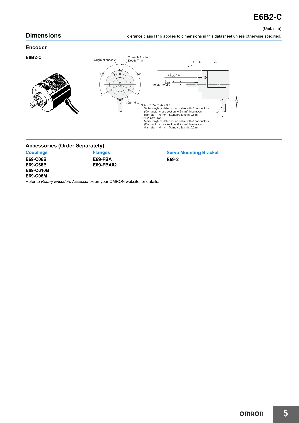 OMRON Rotary Encoder E6B2-CWZ6C 100P/R 200P/R 300P/R 360P/R 500P/R 600P/R 1000P/R 1024P/R 2000P/R Incremental Encoder