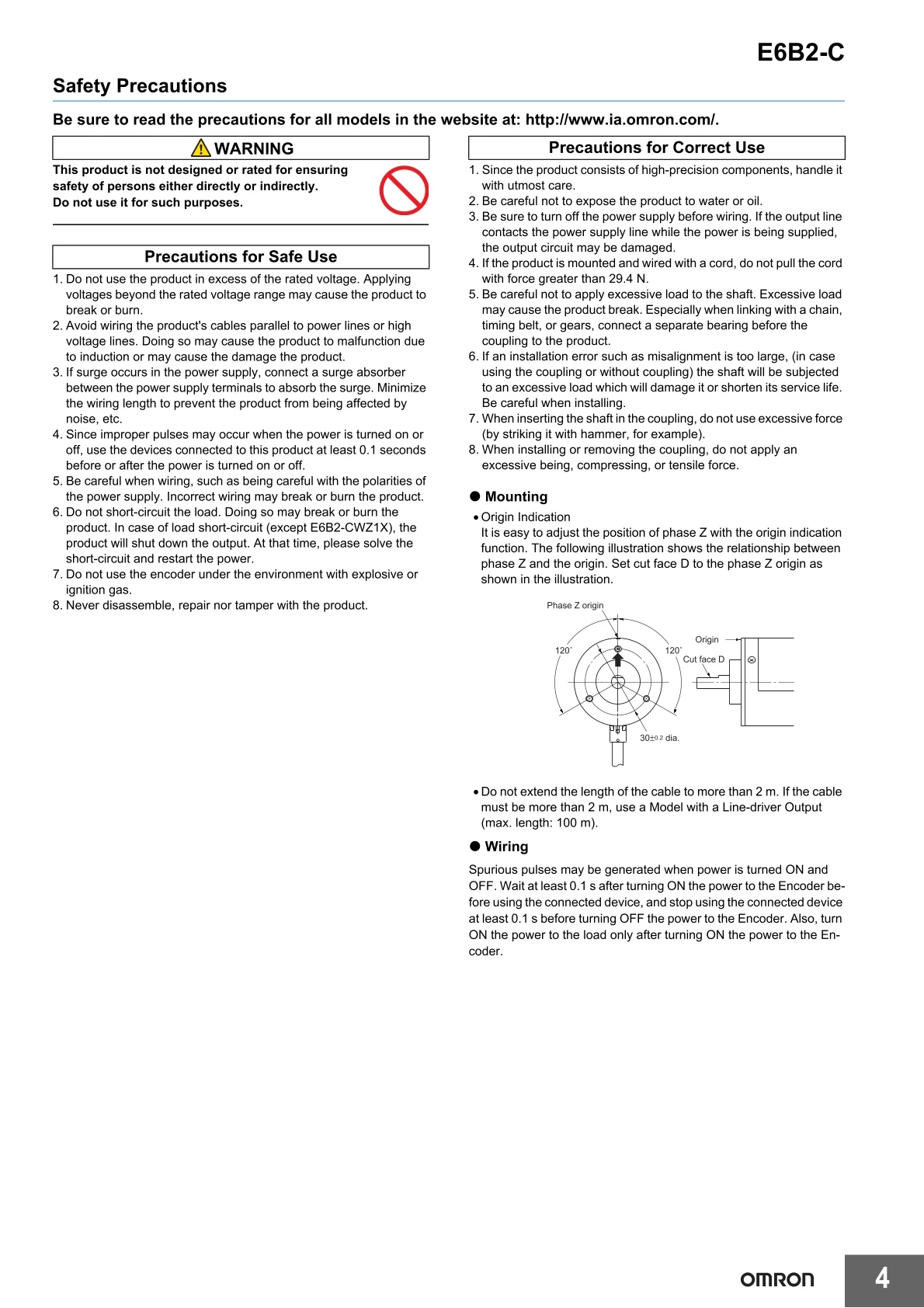 OMRON Rotary Encoder E6B2-CWZ6C 100P/R 200P/R 300P/R 360P/R 500P/R 600P/R 1000P/R 1024P/R 2000P/R Incremental Encoder