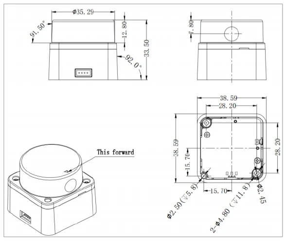 Distance measuring scanner LDROBOT factory  Multiple series Lidar sensor LD14P=D200 Kit，D500 lidar kit ,D800 lidar kit etc.