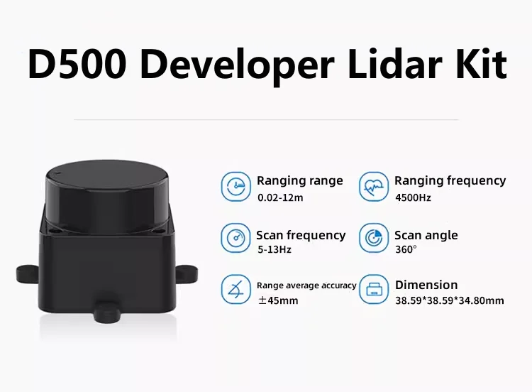 Distance measuring scanner LDROBOT factory  Multiple series Lidar sensor LD14P=D200 Kit，D500 lidar kit ,D800 lidar kit etc.