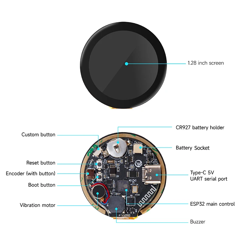 CrowPanel 1.28 inch Round IPS LCD Display Capacitive Touch SPI Screen 240*240 ESP32-C3 for LVGL/PlatformIO/Micro Python