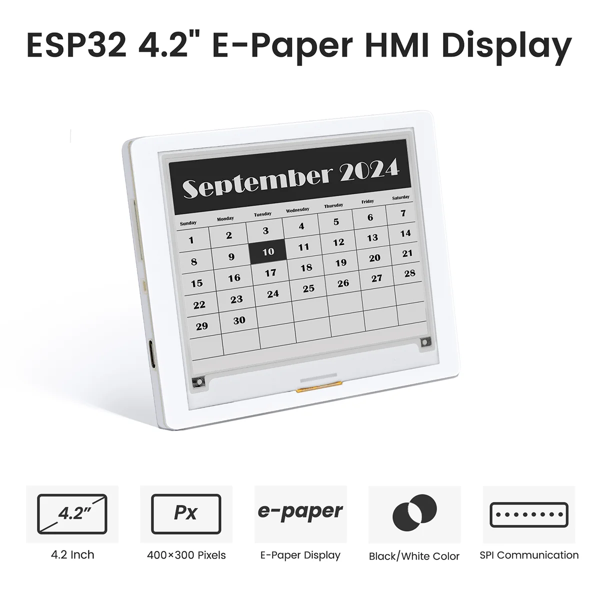 CrowPanel ESP32 4.2” E-paper HMI Display 400*300 Black/White Color Driven By SPI Interface for Arduino /ESP/MicroPython