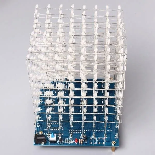 8x8x8 LED Cube 3D Light Square Blue LED Electronic DIY Kit Tempered ability