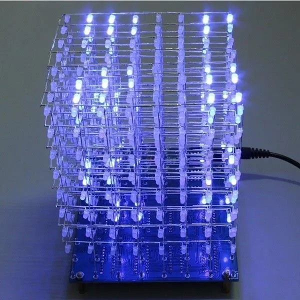 8x8x8 LED Cube 3D Light Square Blue LED Electronic DIY Kit Tempered ability
