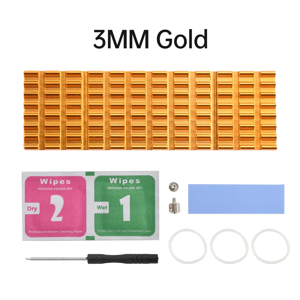 M.2 SSD Heatsink Heat 3/6MM Thickness Slotted Aluminum Heat Sink M2 SSD Cooling Kit for M.2 NGFF 2280 Solid State Drives PC