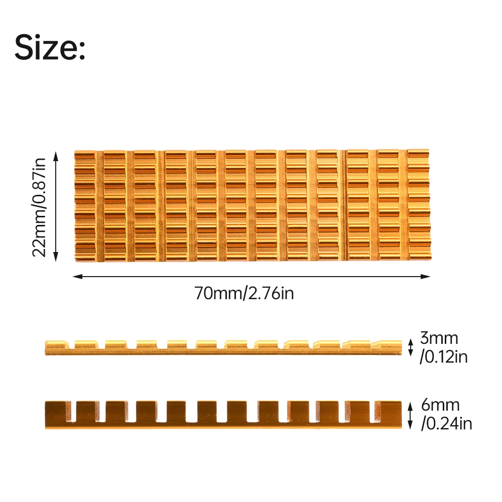 M.2 SSD Heatsink Heat 3/6MM Thickness Slotted Aluminum Heat Sink M2 SSD Cooling Kit for M.2 NGFF 2280 Solid State Drives PC