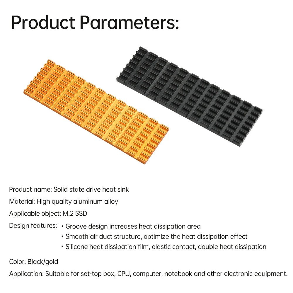 M.2 SSD Heatsink Heat 3/6MM Thickness Slotted Aluminum Heat Sink M2 SSD Cooling Kit for M.2 NGFF 2280 Solid State Drives PC