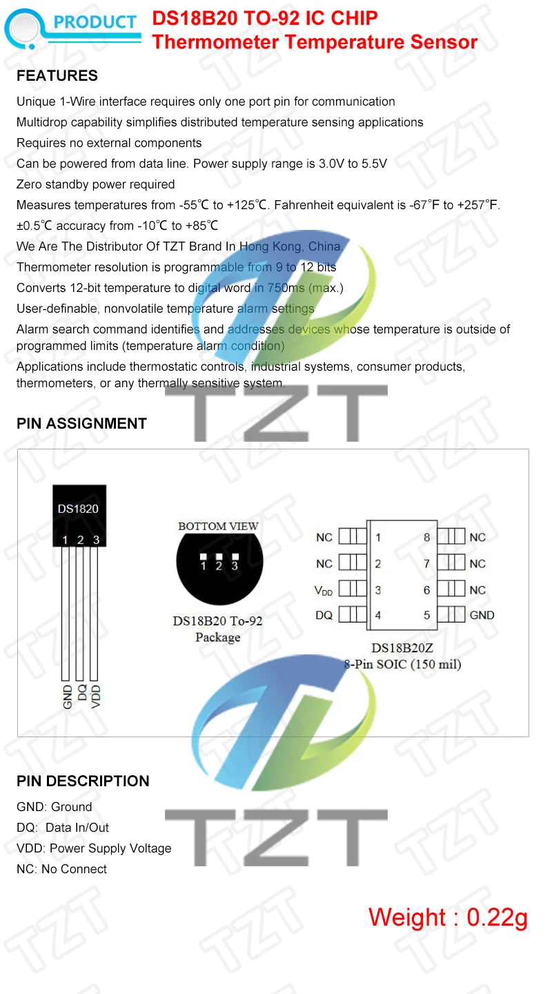 5/10PCS DS18B20 18B20