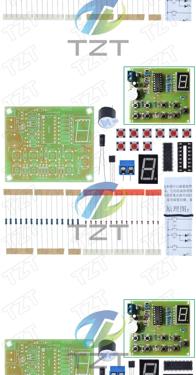 Eight Person Responder Diy Kit 8 Channel Answering Teaching Practice Welding CD4511 8Bit Answer Device Suite Electronic Training